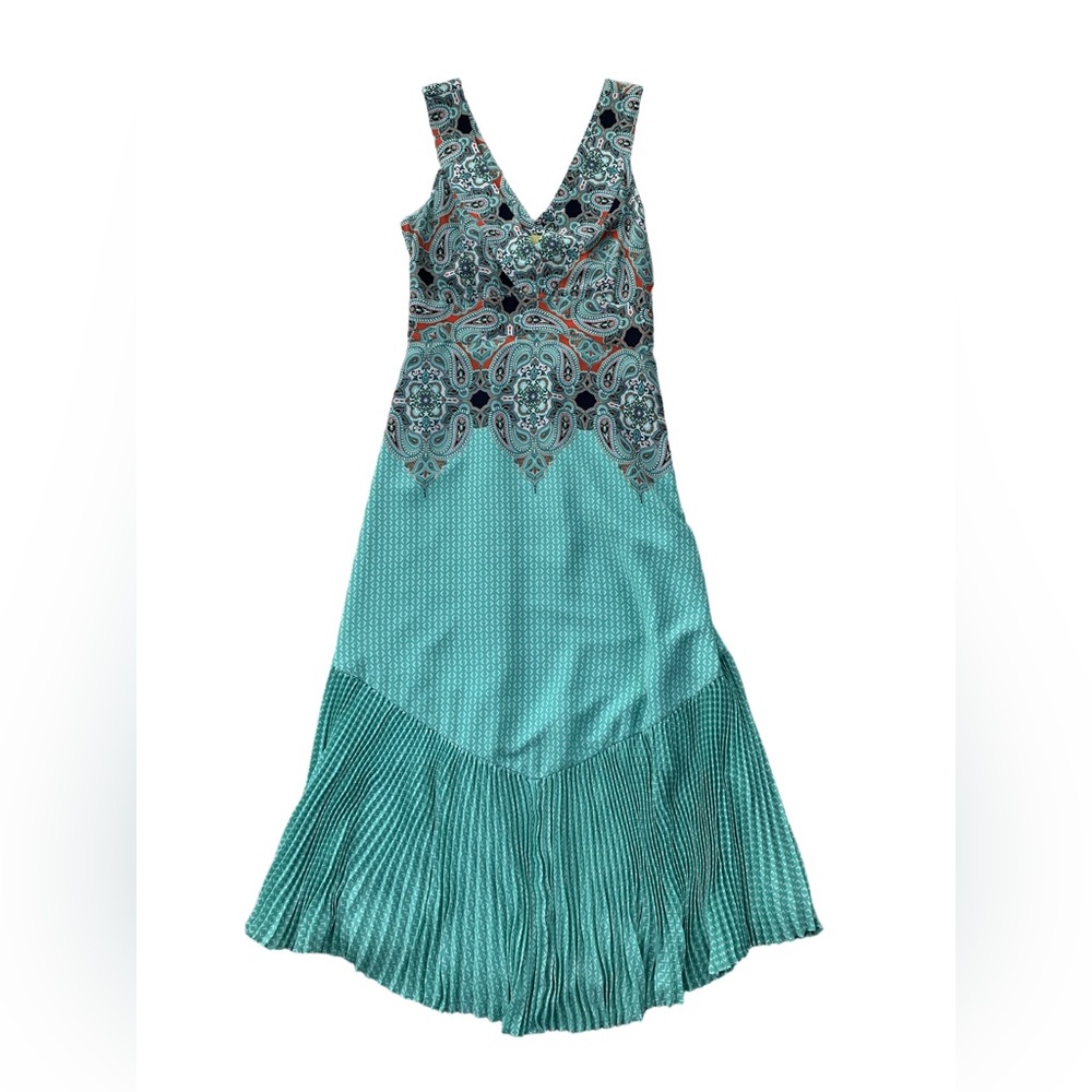 Anthropologie Maeve Size 10 Canyon Creek Dress Pleated Asymmetrical Mixed Print